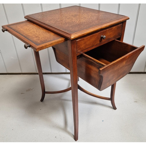 64 - A beautiful, Regency mahogany sewing table. Features single drawer & deep storage drawer & retractab... 
