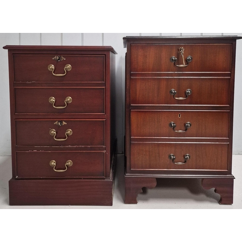69 - Two mahogany office pedestals. Both with leather tops, two drawers (false fronts) & keys. Dimensions... 