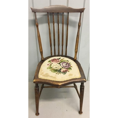 81 - An Edwardian spindle-backed, tapestry seated occasional chair. Dimensions(cm) H87(45 to seat), W42, ... 