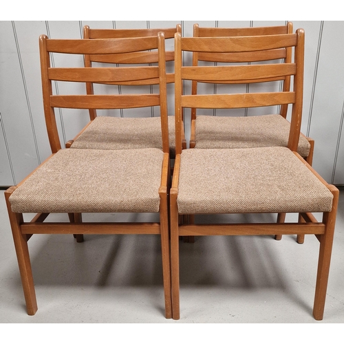 84 - A set of four vintage, ladder-backed dining chairs. Dimensions(cm) H82(44 to seat), W46, D42.