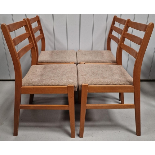 84 - A set of four vintage, ladder-backed dining chairs. Dimensions(cm) H82(44 to seat), W46, D42.
