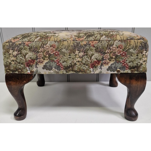 86 - A vintage fabric footstool, together with a smaller tapestry stool. Respective dimensions(cm) H42/26... 