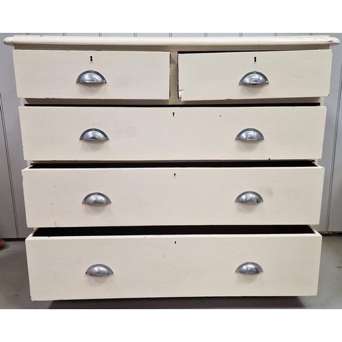 88 - A white painted, two over three chest of drawers. Dimensions(cm) H92, W104, D46.