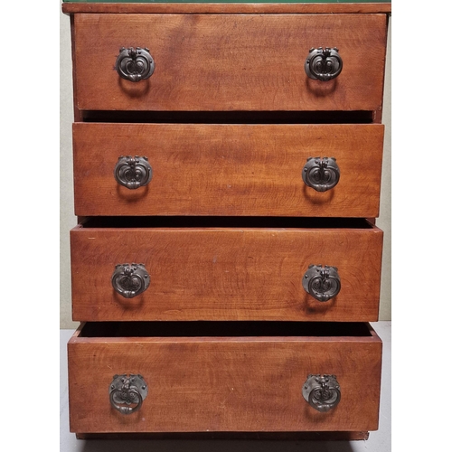 107 - A 19th century narrow chest of four drawers, with later added glass protector. Dimensions(cm) H93, W... 