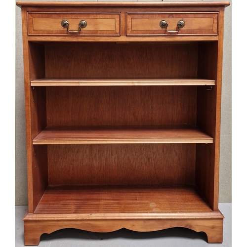 131 - A Georgian design, yew open bookcase, with a pair of frieze drawers over shelved area. Dimensions(cm... 