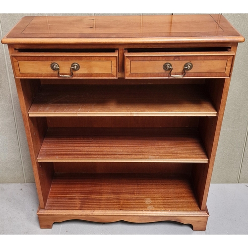 131 - A Georgian design, yew open bookcase, with a pair of frieze drawers over shelved area. Dimensions(cm... 