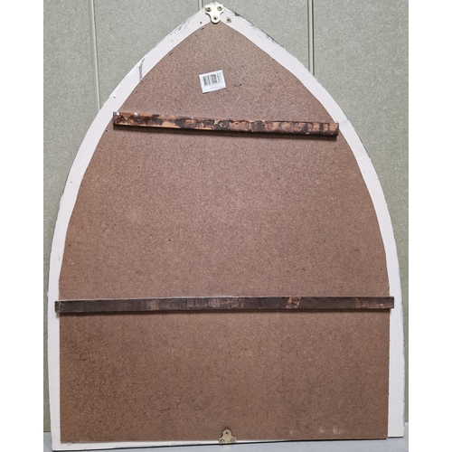 156 - A contemporary, gothic-style arched mirror, with a distressed painted finish. Dimensions 81cm x 65cm... 