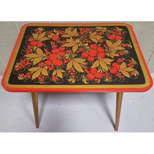 157 - A retro Russian children's table, chair & stool set, c.1970's. Table dimensions(cm)H49, W60, D45; ch... 