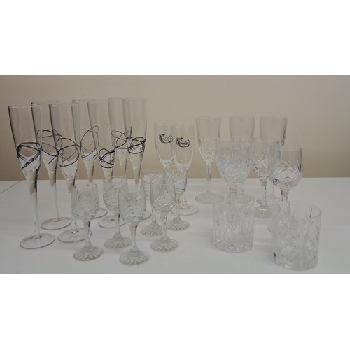 190 - A mixed selection of good quality glassware. 24 items in total. To include champagne flutes, lead cr... 