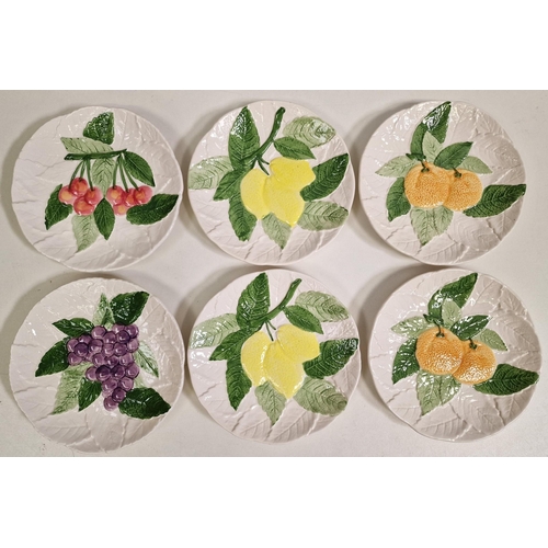 237 - A collection of fruity ceramic tableware. To include platter, six plates, serving bowl & spoon.