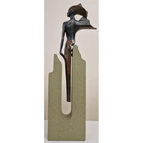 246 - A limited edition Egyptian figurine, by Josep Bofill (born 1942). Painted bronze, mounted on a compo... 