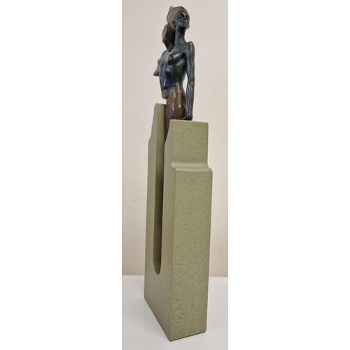 246 - A limited edition Egyptian figurine, by Josep Bofill (born 1942). Painted bronze, mounted on a compo... 