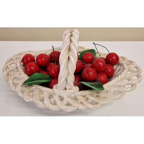 250 - Two vintage, porcelain table centrepieces. To include an Italian, handmade Bassano cherry basket, to... 