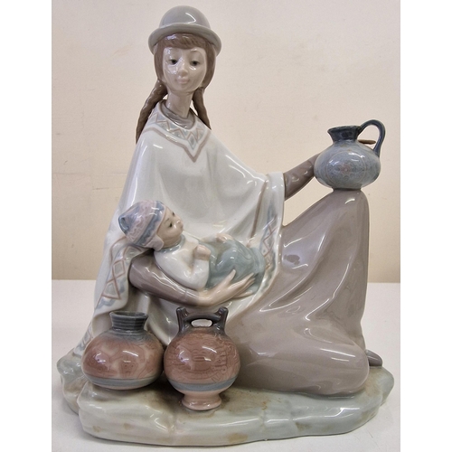 298 - Two vintage Lladro figurines. Peruvian Girl with Baby (4822) & Shepherdess with Basket (4678). Respe... 