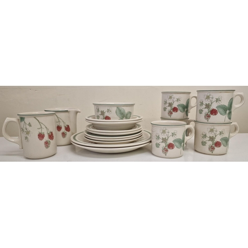 300 - A part-coffee set, by Wedgwood - Raspberry Cane range. Seventeen pieces in total.