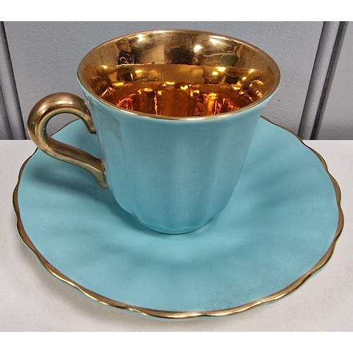 334 - A 'Wade' part-coffee set, in turquoise & gold, c.1940's.