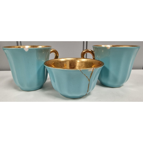 334 - A 'Wade' part-coffee set, in turquoise & gold, c.1940's.