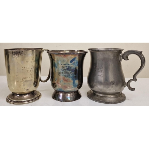 349 - A mixed lot of tankards, mostly later 20th century examples & inscribed.