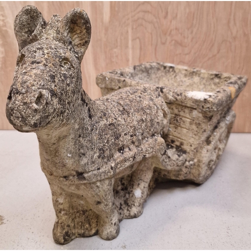 435 - A Donkey & Cart stone garden ornament/planter. Dimensions(cm) H34, L55, W25.