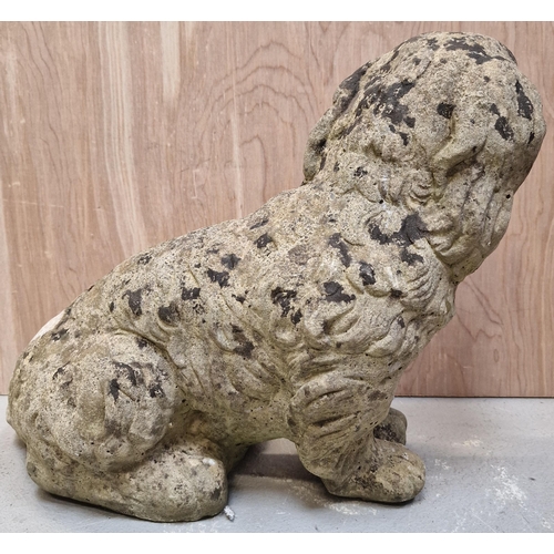 436 - A Spaniel stone garden ornament. Dimensions(cm) H34, L44, W14.