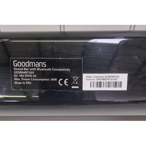 494 - A Goodmans bluetooth sound bar, model no. GDSB04BT5QX. No remote control. PAT test pass & functional... 