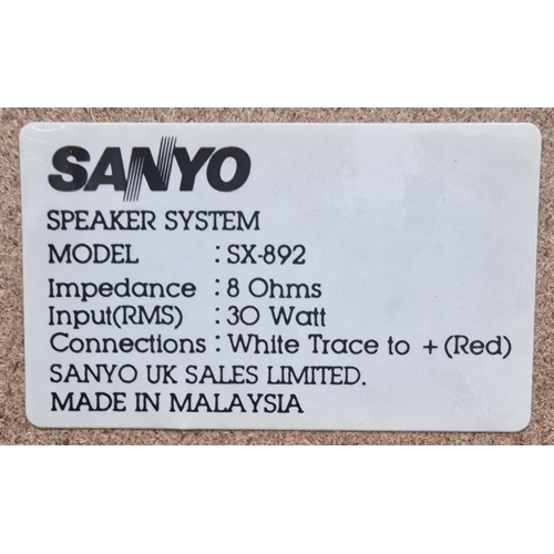 495 - A Sanyo Hi-Fi system, model no. SX-892. Turntable (cover present but damaged hinge), amp, twin casse... 