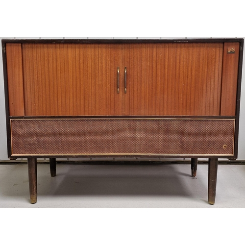 496 - A vintage HMV radiogram, in mid-century teak cabinet, model no. 1648RG. Untested, would require re-w... 