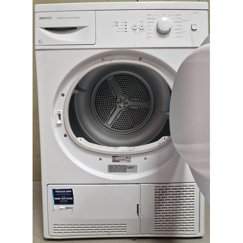 498 - A 6kg Beko condenser dryer, model no.DSC64W. PAT test pass & functionality test indicates in working... 