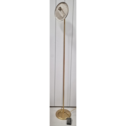 502 - A vintage, heavy brass uplighter. Height 183cm. PAT test pass & functionality test indicates in work... 