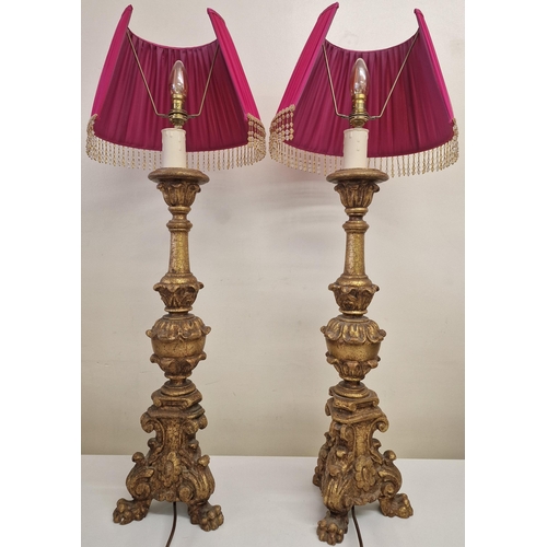 510 - A pair of neo-classical, heavy brass lamps, with handmade half-shades. PAT test pass & functionality... 