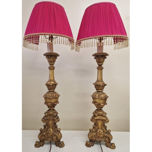 510 - A pair of neo-classical, heavy brass lamps, with handmade half-shades. PAT test pass & functionality... 