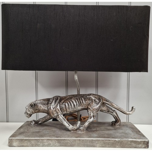 515 - An impressive Panther figural lamp, with rectangular black shade. PAT test pass & functionality test... 