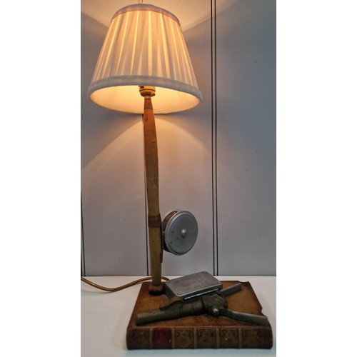 516 - An unusual fishing-related lamp. PAT test pass & functionality test indicates in working order. Dime... 