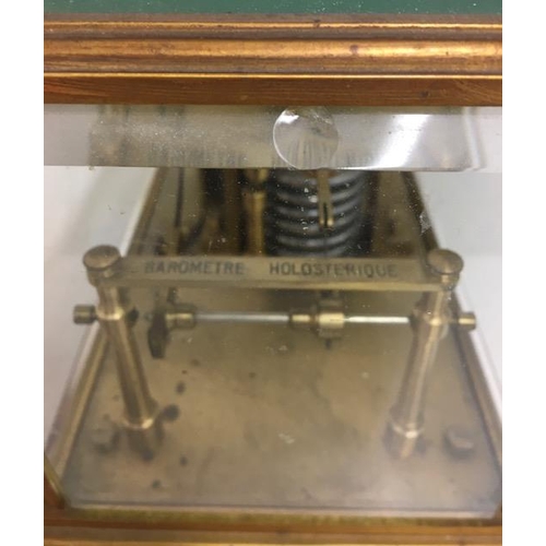 604 - A 19th century, French brass-cased barograph by 'Pertuis, Hulot, Bourgeois & Naudet', within a glaze... 