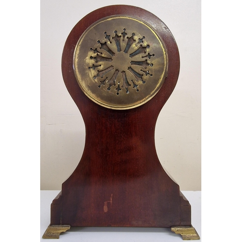 612 - A fine Edwardian inlaid mahogany balloon mantel clock, made by 'R. Stewart, Glasgow'. Enamel dial, c... 