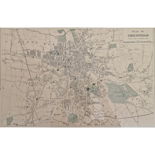 689 - A framed, original Bacon's map of Cheltenham, c.1885, together with a collection of eleven, mostly l... 