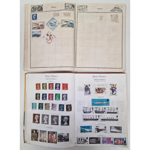 692 - A collection of four partially-filled stamp albums, containing a variety of worldwide stamps.