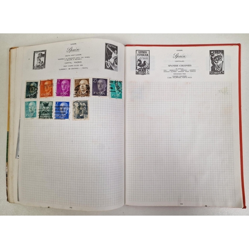 692 - A collection of four partially-filled stamp albums, containing a variety of worldwide stamps.