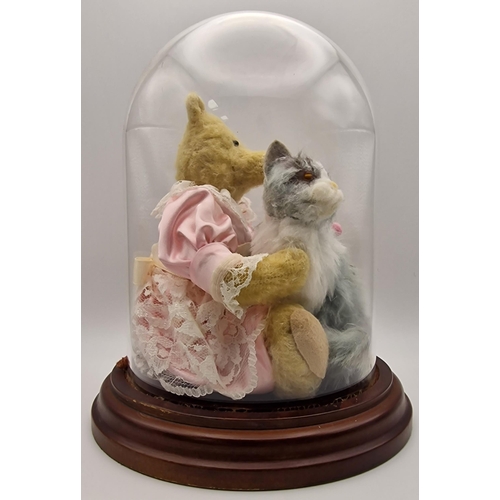 746 - A dome-cased pair of handmade bears, by Sylvia Bance, entitled 'Florence & Fluff. Limited edition 7/... 