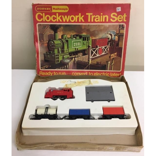 810 - A boxed 'Hornby Clockwork Train Set'. Model no. RS692. Incomplete (missing track & keys).