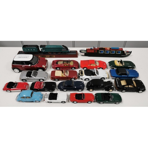 847 - Atlas Editions - a collection of seventeen unboxed model cars, boat & A4 Class 