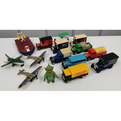 857 - A selection of model vehicles including Corgi Cameo & Lledo motor vehicles, three aeroplanes, hoverc... 