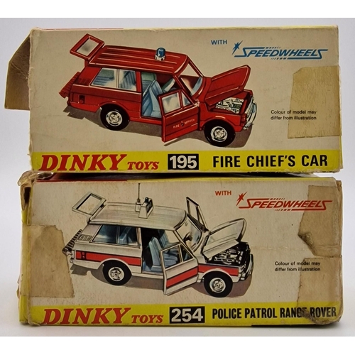 865 - A duo of original, boxed 'Dinky models - Fire Chief's Car & Police Patrol Range Rover', model no's 1... 