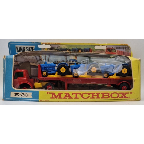 866 - An original, boxed 'Matchbox - Ford Unit with Trailer & Tractors', model no. K-20.