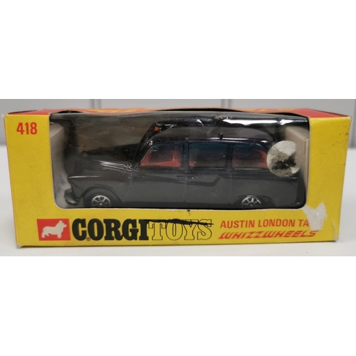 878 - Corgi 418 - Whizzwheels 'Austin London Taxi'. Complete with original window box.