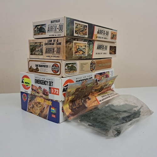 886 - A collection of six unmade Airfix military model kits. To include Matador & 5.5 Gun; Tank Transporte... 