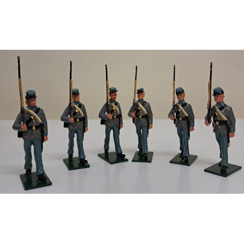 890 - A pristine/boxed set of six US Civil War Confederate marching soldiers. Hand-painted by 'Fusilier Mi... 