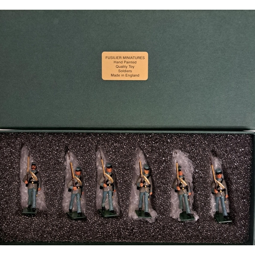 891 - A pristine/boxed set of six US Civil War Confederate marching soldiers. Hand-painted by 'Fusilier Mi... 