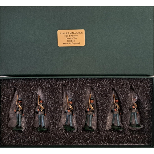 893 - A pristine/boxed set of six US Civil War Confederate marching soldiers. Hand-painted by 'Fusilier Mi... 