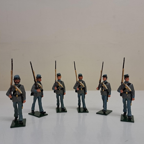 893 - A pristine/boxed set of six US Civil War Confederate marching soldiers. Hand-painted by 'Fusilier Mi... 